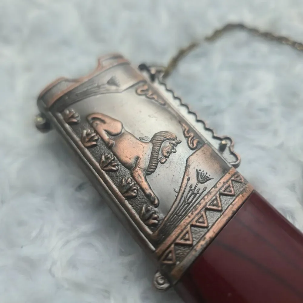 Style Curved Scimitar Dagger Horse Head Pommel Scabbard Sheath 12 Brown